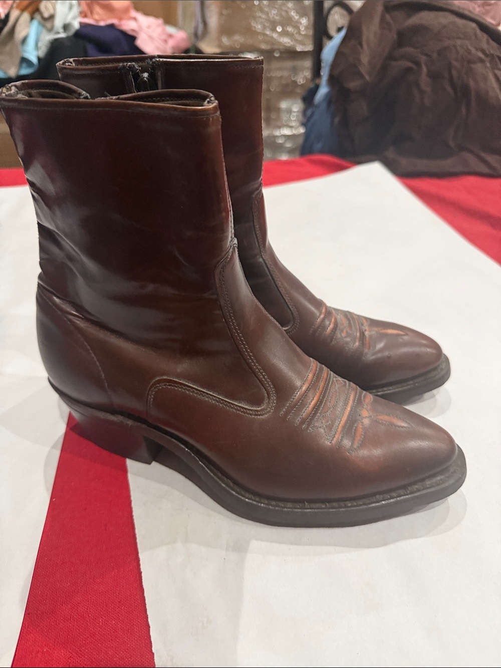Men's Brown Leather Mid-Calf Dress Boots